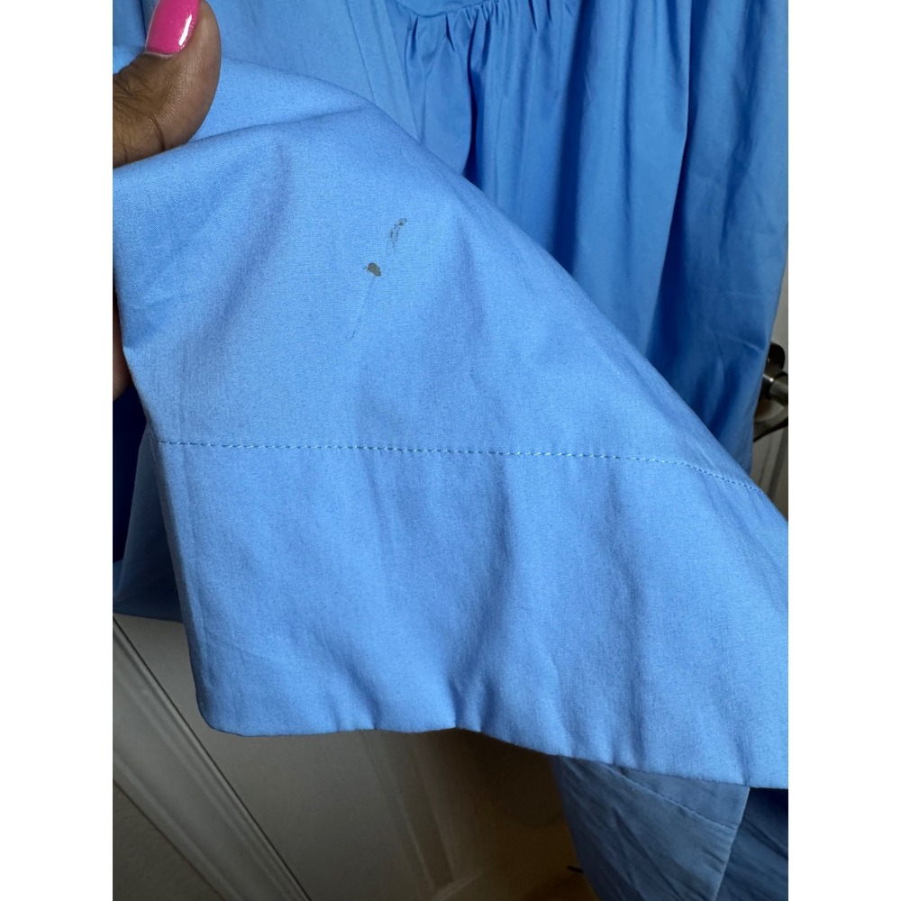 ASTR The Label Blue Poplin Bustier Midi Dress Ruched Tie Front Pockets Size M - Picture 6 of 9